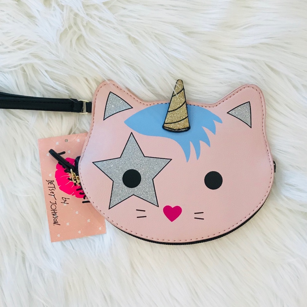 BETSEY JOHNSON Unicorn Kitty Cat Wristlet Purse - Picture 2 of 5